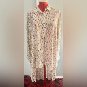New Lena Gabrielle LG Pink & Gold Patterned Long Shirt size xl